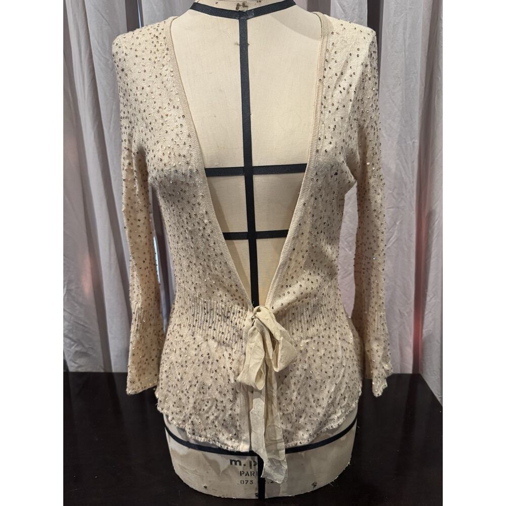 Arden B Vintage Silk Cashmere Hand Sequined Cardigan M/L